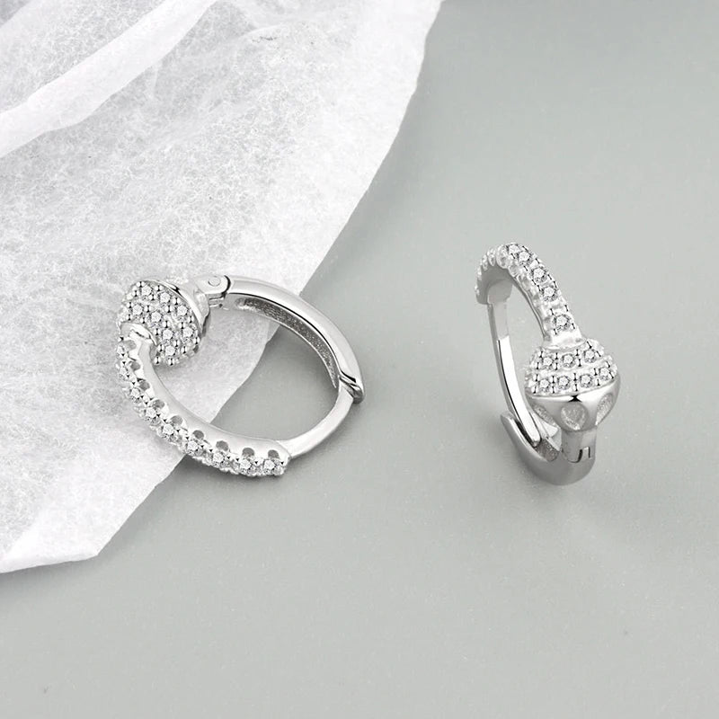 ANENJERY CZ Zircon Circle Hoop Earrings for Women Men Punk Trendy Party Accessories F lifestyle view