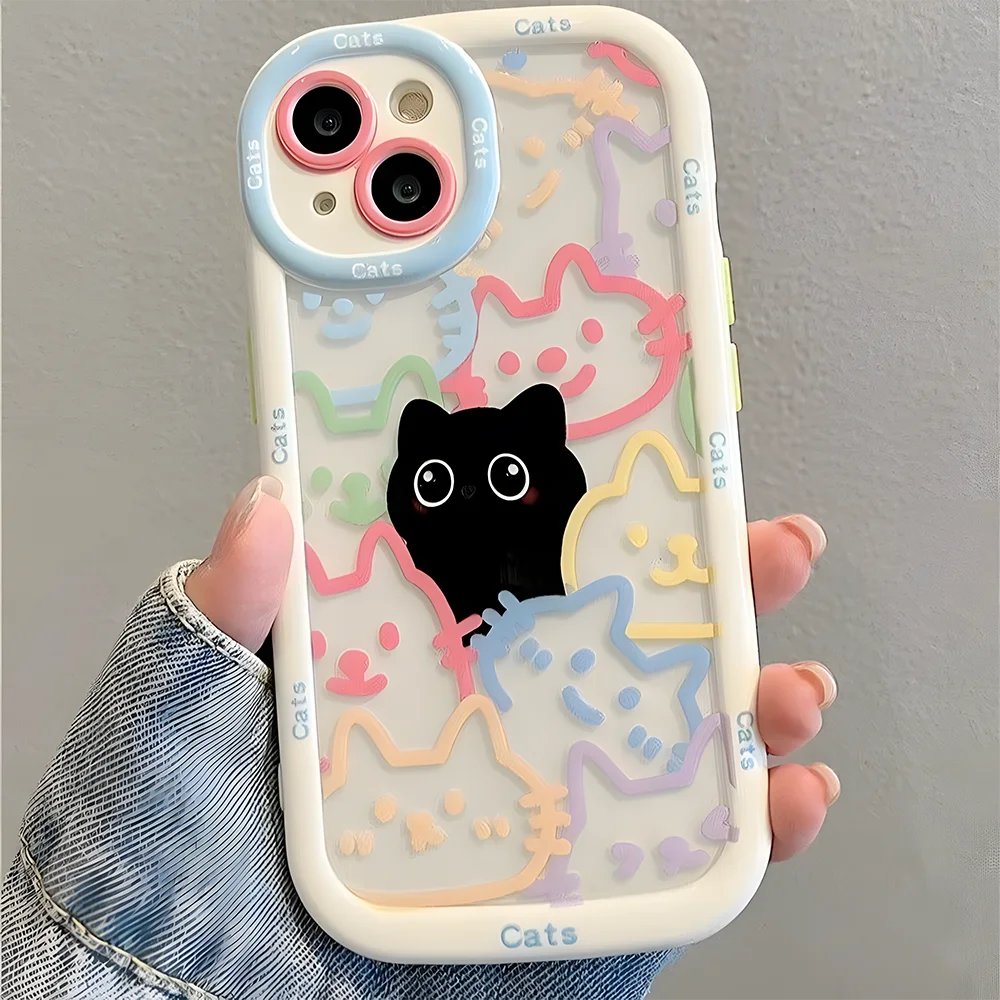 Cut Cat Aninal Phone Case For iPhone 15 Funda iPhone 16 17 Pro Max 11 13 14 12 7 8 Pl lifestyle view