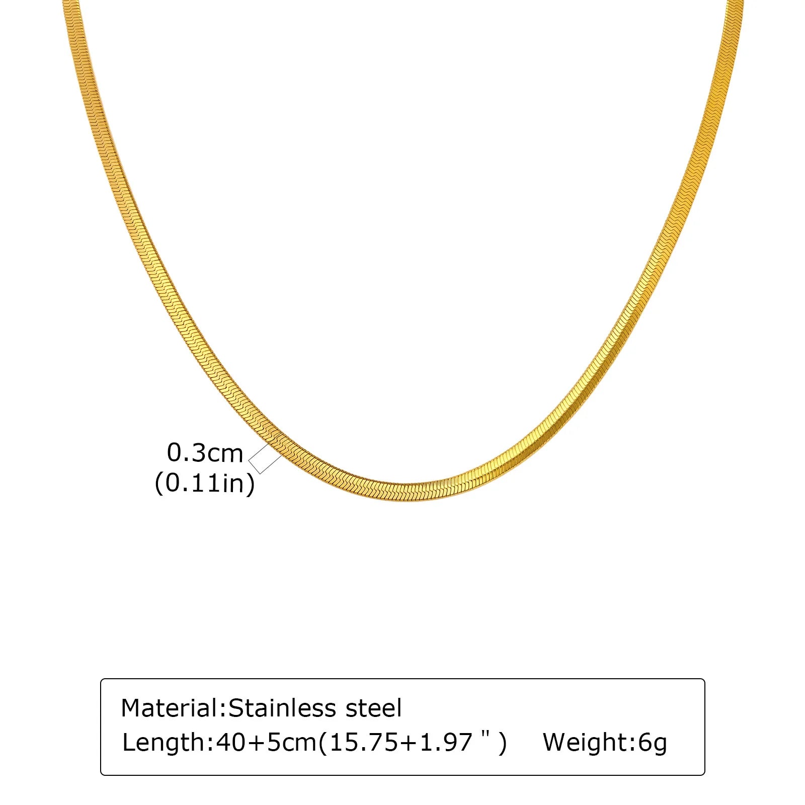 Stainless Steel Snake Chain Necklace for Women Men, Silver Color Herringbone Choker F alternate view
