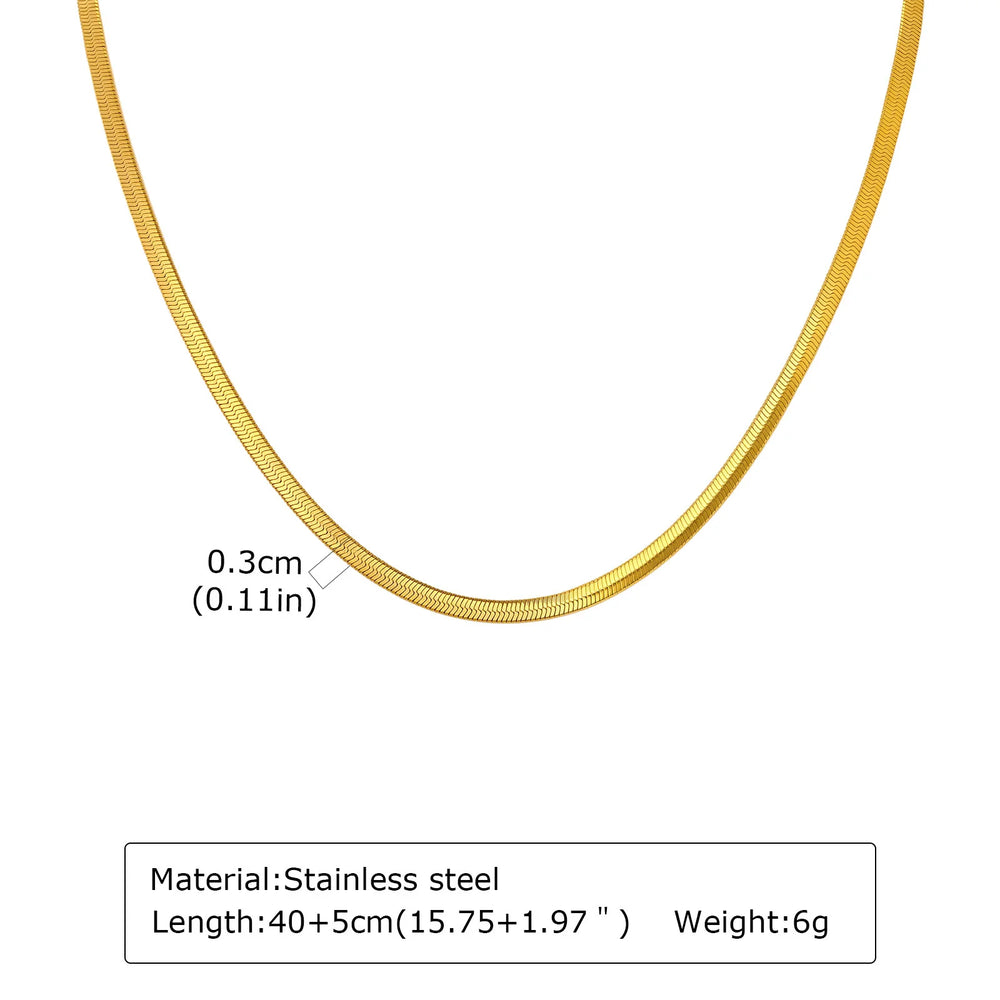 Stainless Steel Snake Chain Necklace for Women Men, Silver Color Herringbone Choker F alternate view