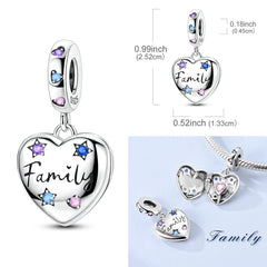 925 Sterling Silver Happy Family Charms Bead Zirconium Family Love Dangle Fit Original Bracelet Wome