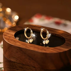 Luxury Golden Heart Earrings Small Exquisite Elegant Clip-On Earrings For Women Tragu alternate view