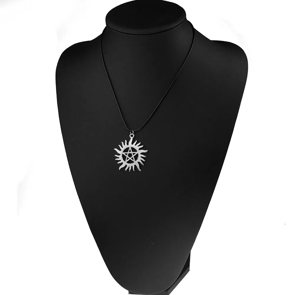 Supernatural Pentagram Star Pendant Necklace for Women Men Black Fashion Choker Wic additional angle
