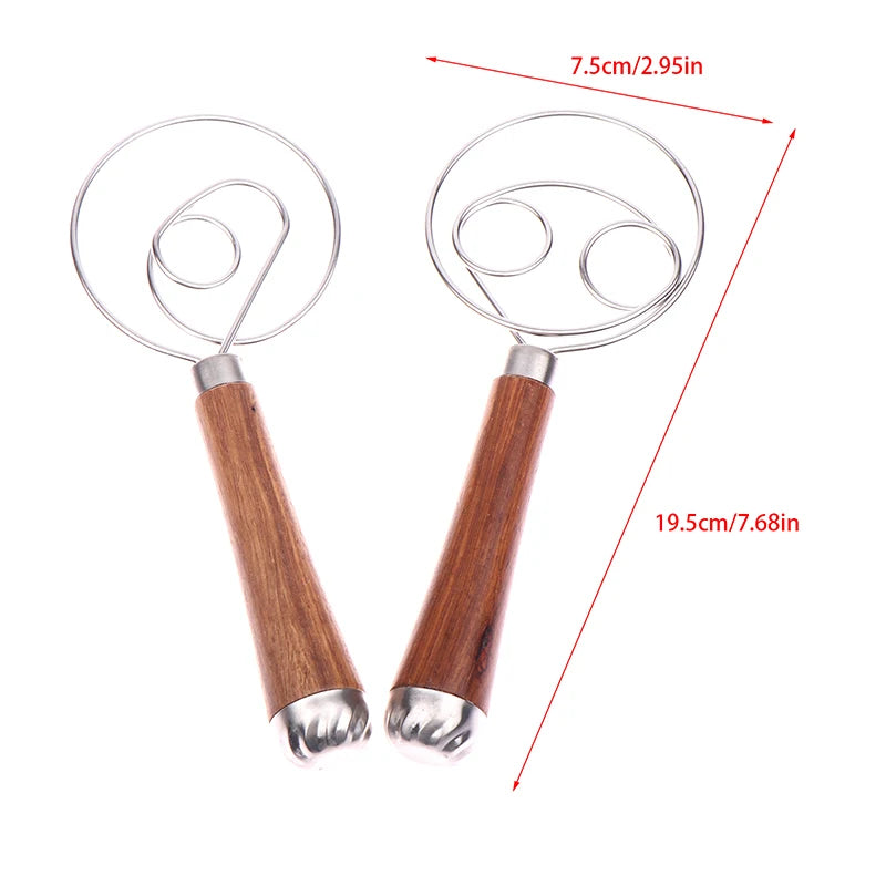 Danish Dough Whisk | Stainless Steel Mixing Rod for Baking additional angle