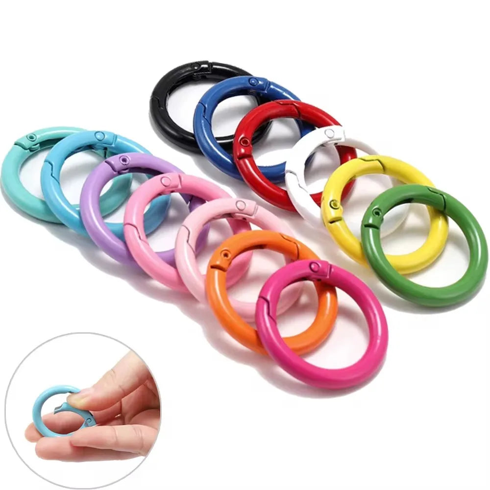 Ring Spring Clasp Openable Round Carabiner Keychain Clips Hook Dog Chain Jewelry Buckle Connector