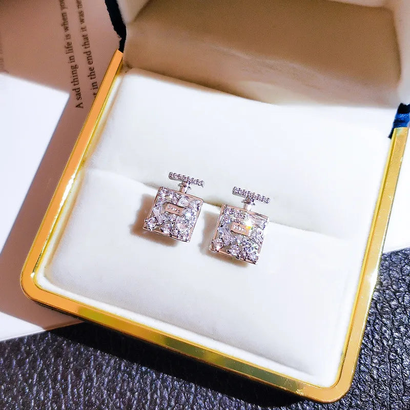 Delicate Design Perfume bottle Stud Earrings for Women Wedding Accessories Dazzling Z lifestyle view