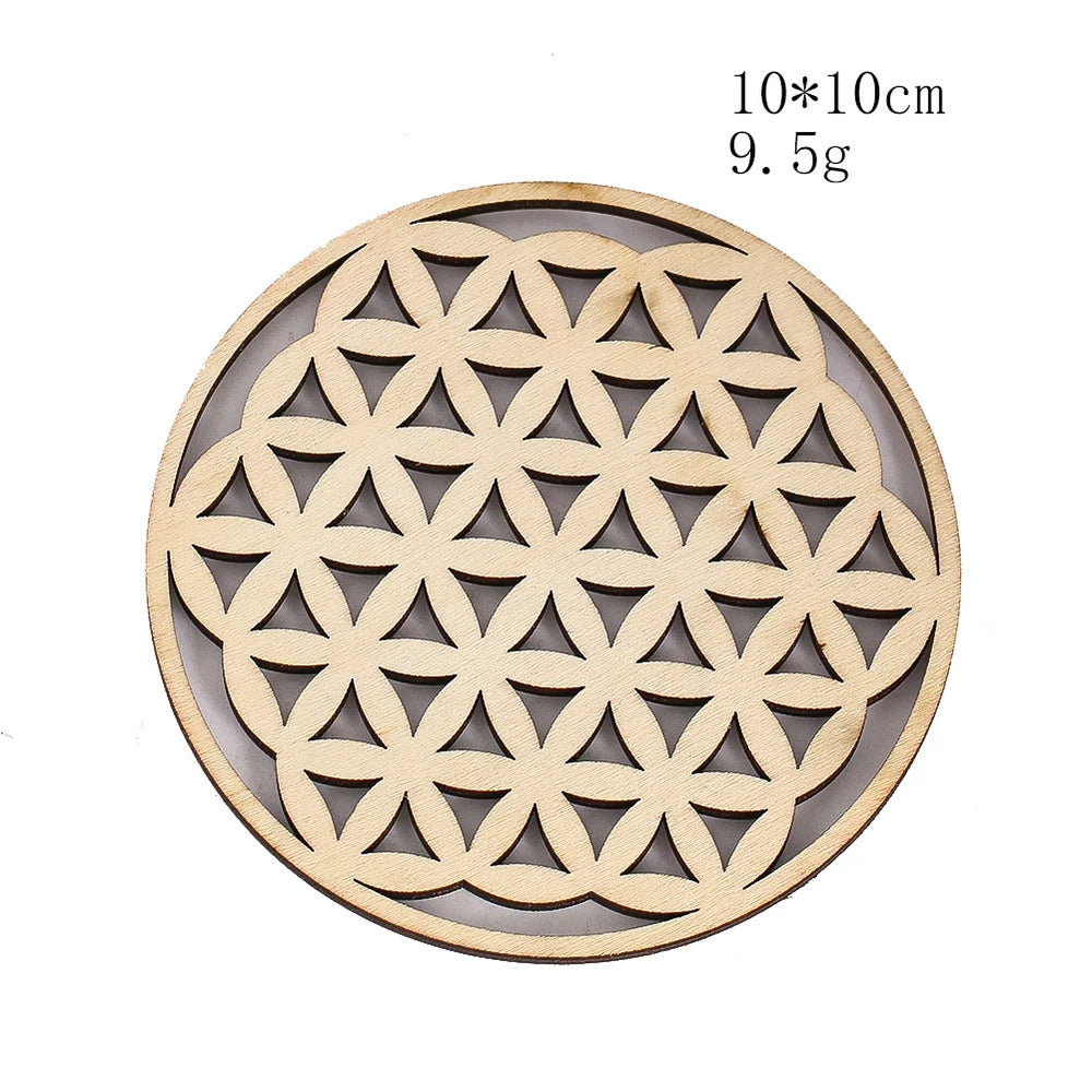 Wooden Sacred Geometry Wall Hanging | Rustic Yoga Meditation Decor alternate view