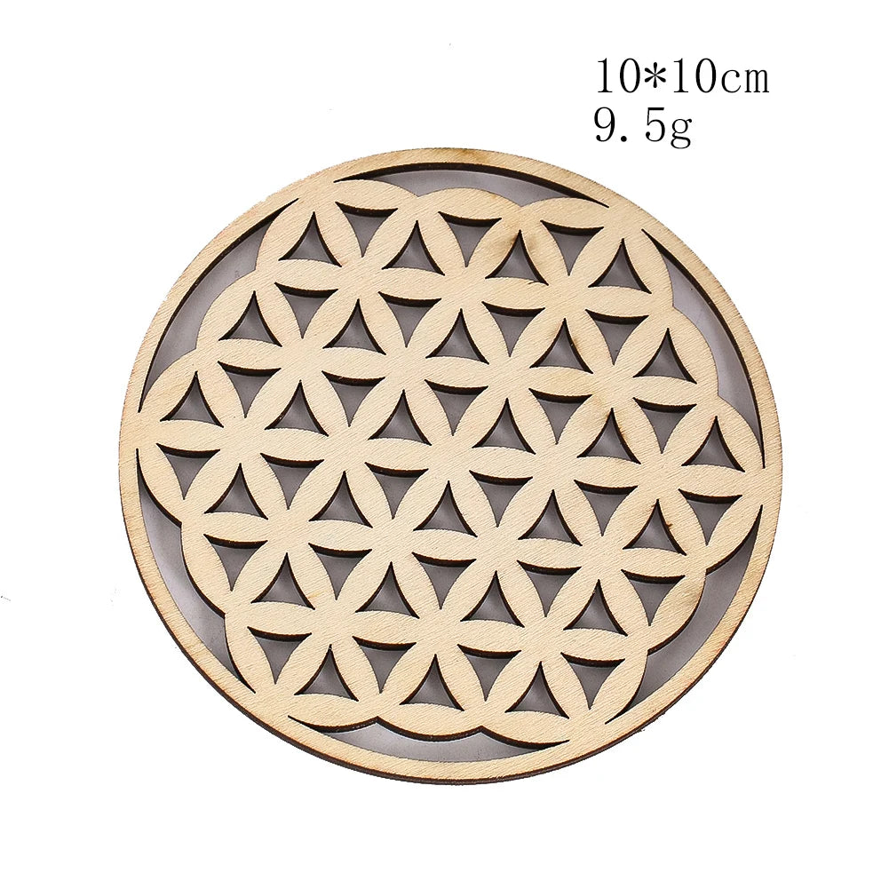 Wooden Sacred Geometry Wall Hanging | Rustic Yoga Meditation Decor alternate view