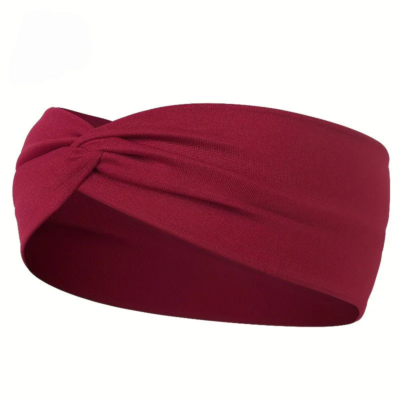 Solid Color Knotted Hairband Elastic Wide Headband Women Unisex Sports Yoga Running C alternate view
