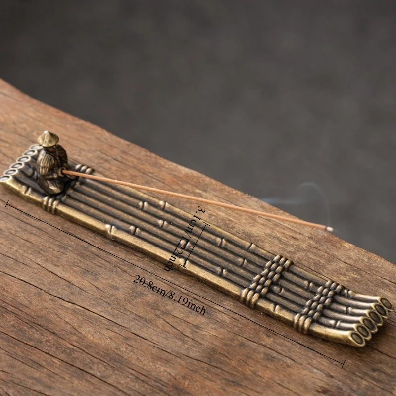 Creative Incense Holder Boat | Old Men Fishing Japanese Style Incense Stick Burner additional angle