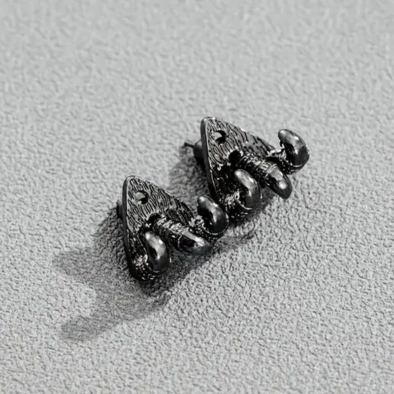 Gothic Black Claw Stud Earrings | Geometric Punk Jewelry for Women close-up view