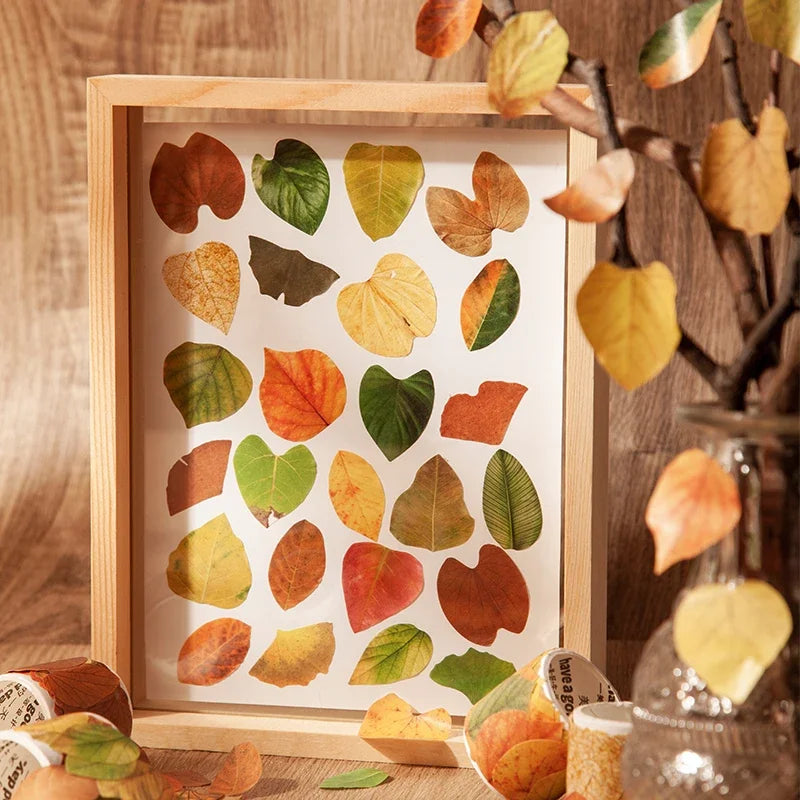 Leaf Washi Paper Stickers | 50-Pack DIY Scrapbooking Decor detail view