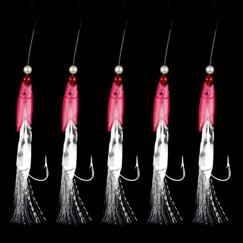 5 Pcs/Set Multi-Color Soft Silverskin Fishing Lure Set Imitation Fish Shrimp Bait with C detail view