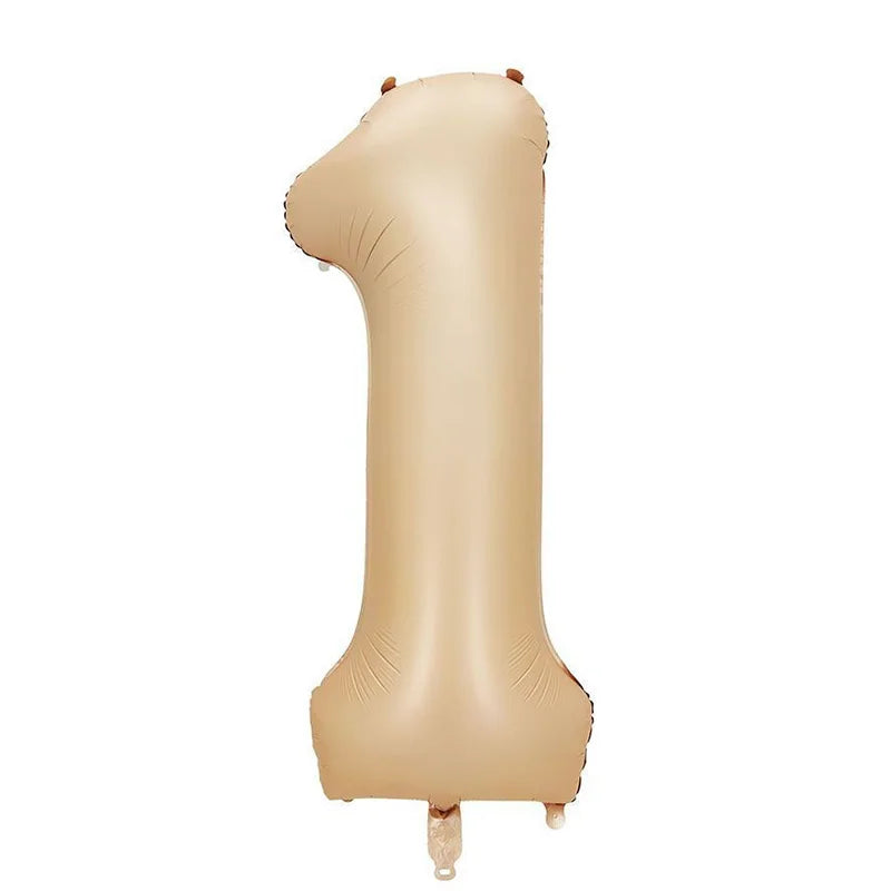 32 Inch Cream Color Number Balloons Set | Large Foil Helium Balloons for Birthday Part close-up view