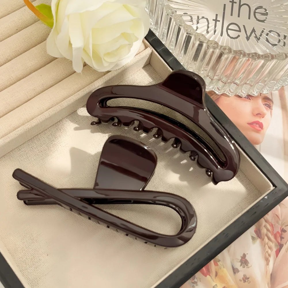 2pcs/set Hair Claw Clips for Women Girls Heart Bow Dots Leopard Large Small Crab Hair alternate view