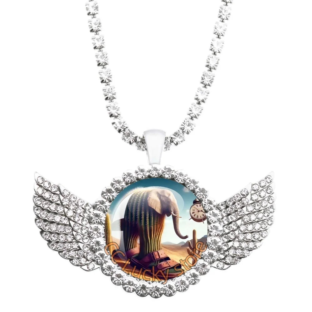 25mm Angel Wing Necklace | Italian Brainrot Pendant Funny Animal Jewelry Gift additional angle