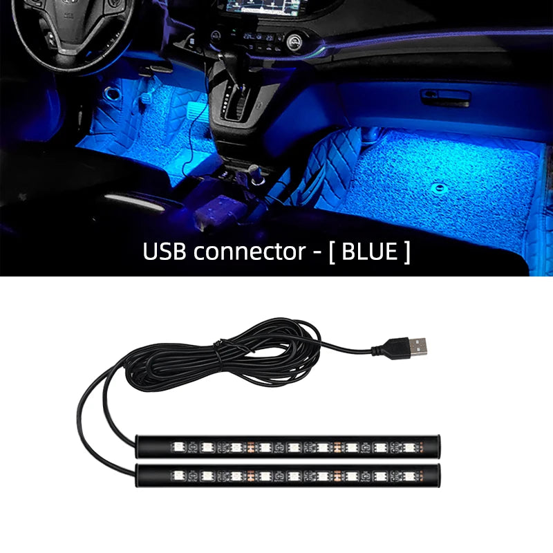 Neon 18 LED Car Interior Ambient Foot Light | USB Auto Atmosphere Decorative Lamp alternate view
