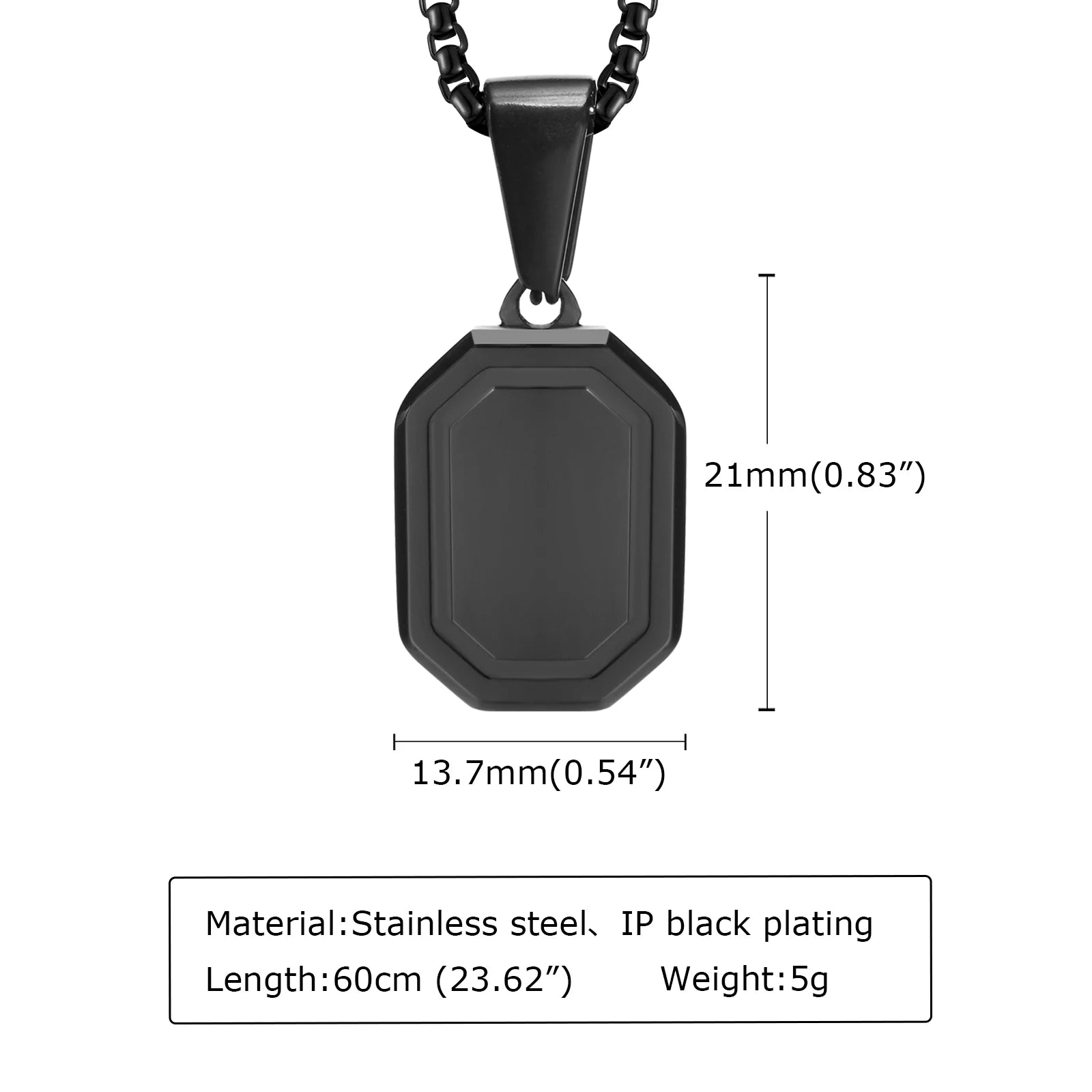 Vnox Initial Geometric Necklaces for Men Women, Stainless Steel Square Rectangle Pendant, A-Z 26 Letters Alphabet Boy Collar