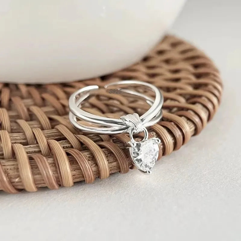 PANJBJ 925 Sterling Silve Multilayer Irregular Geometric Ring for Women Simple Charm lifestyle view
