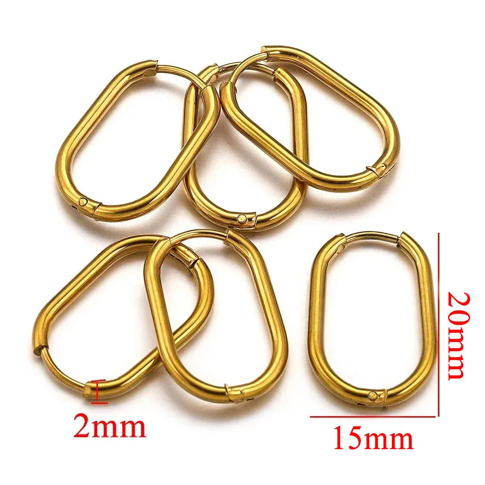 Gold Plated Rectangular Hoop Earrings | 6pcs Stainless Steel Jewelry Findings for DIY lifestyle view