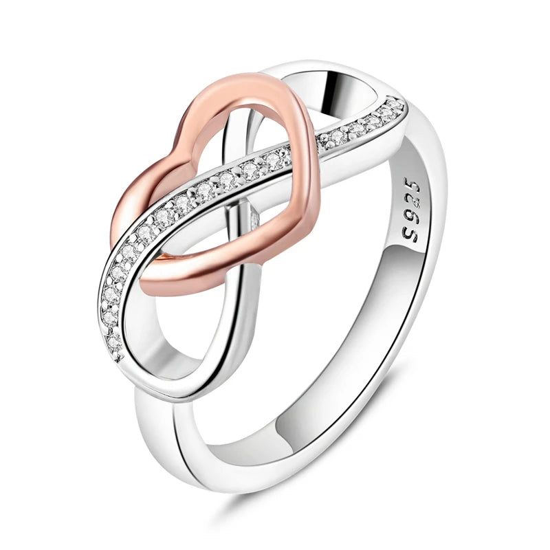 925 Sterling Silver Original Eternal Infinity Love For Mom Rose Gold Plated Heart Rin lifestyle view