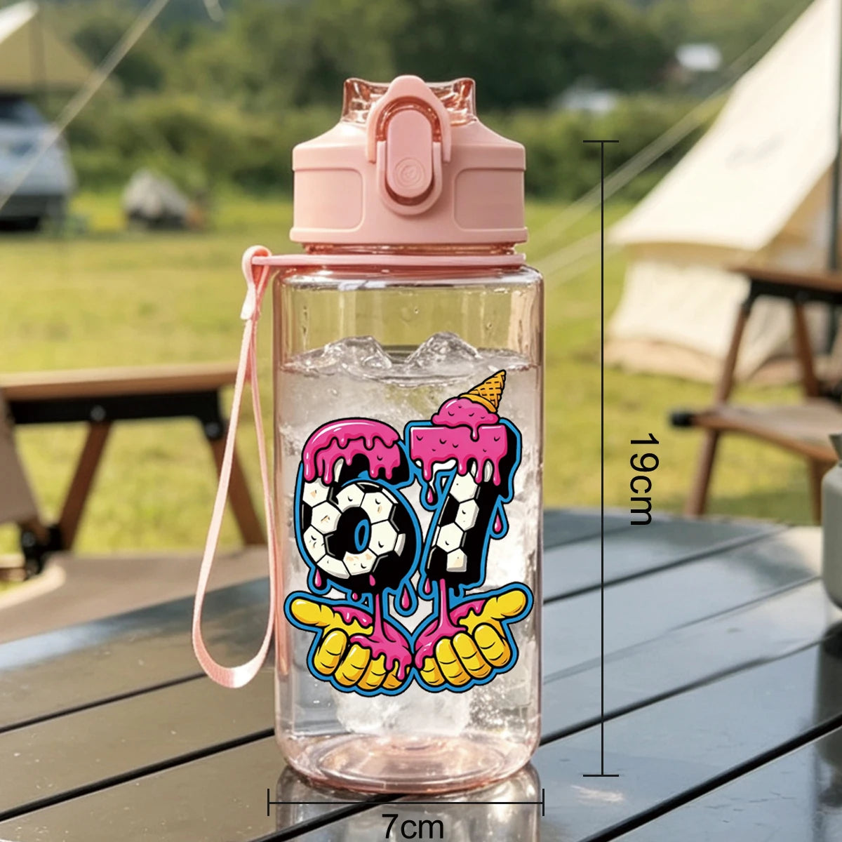 1 Piece 500ml (17 fl oz) 67 Printed Straw Cup, Summer Water Bottle, BPA Free, Portable S detail view