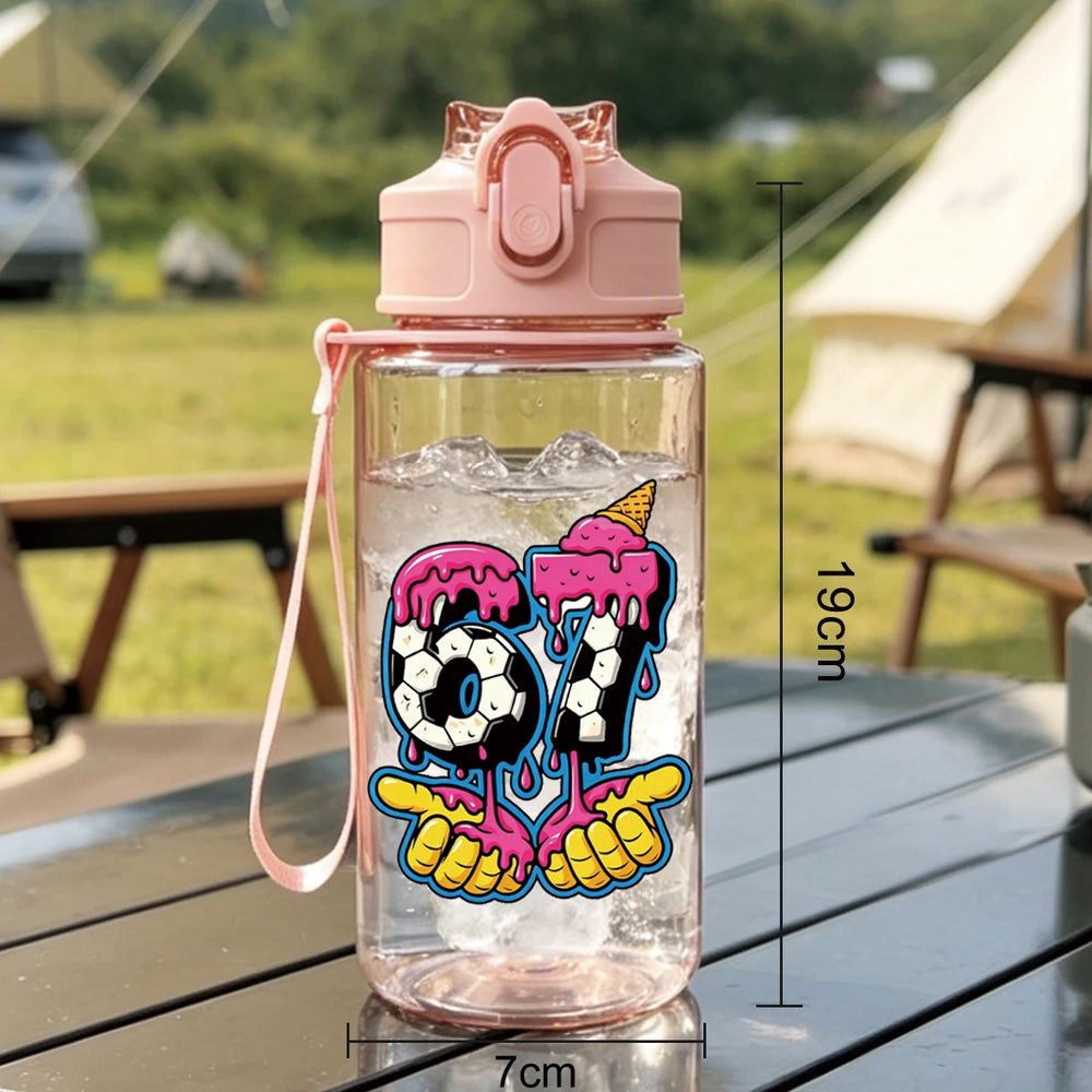 1 Piece 500ml (17 fl oz) 67 Printed Straw Cup, Summer Water Bottle, BPA Free, Portable S detail view