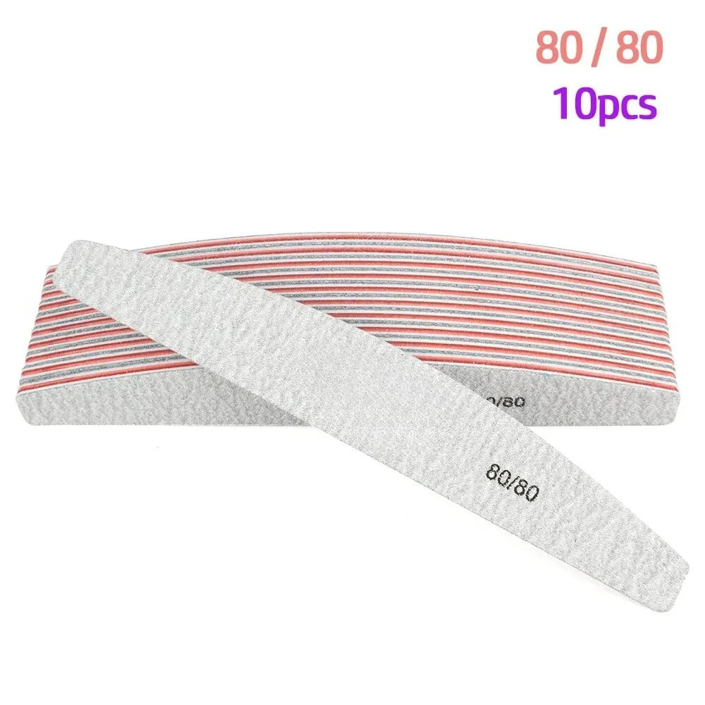 10Pcs/Lot 80/100/150/180/240 Grit Limas Trimmer Lime Nail Art Ongle Manicure Tool Nail close-up view