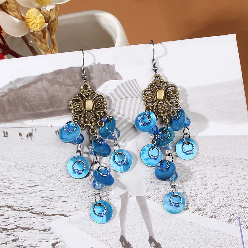 Cute Summer Flower Earrings Handmade Vacation Bohemian Earrings Exaggerated Beach Wom lifestyle view