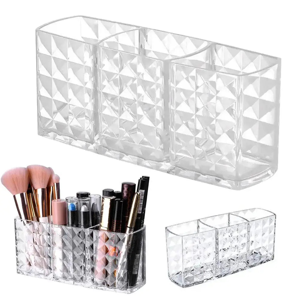 3 Slots Makeup Brush Holder Makeup Organizer Cosmetic Storage Box Lipstick Eyebrow Pencil Display St