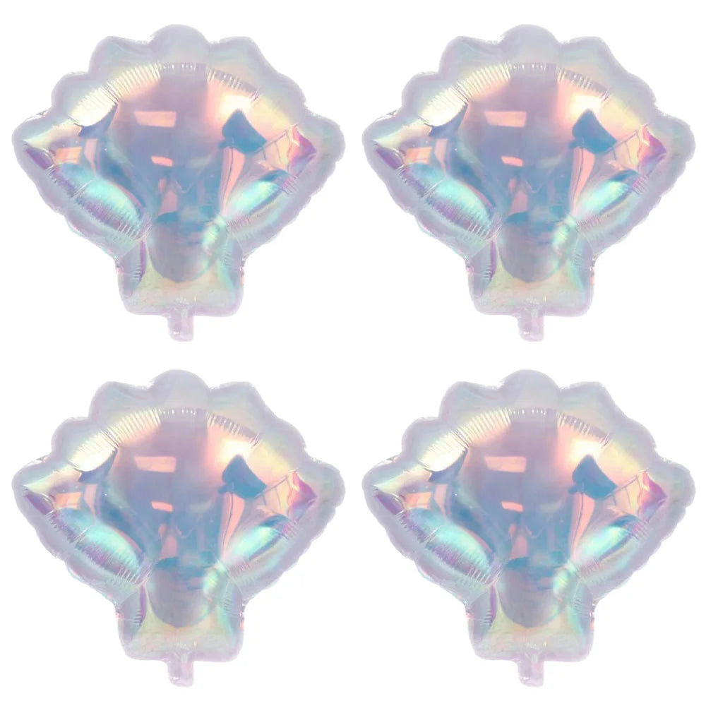 4-Pack Colorful Shell-Shaped Aluminum Foil Balloons | Ocean-Themed Party Decor