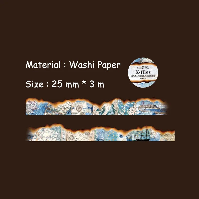 Vintage Washi Tape Set | Junk Journal Masking Tape for Scrapbooking and DIY Decor close-up view