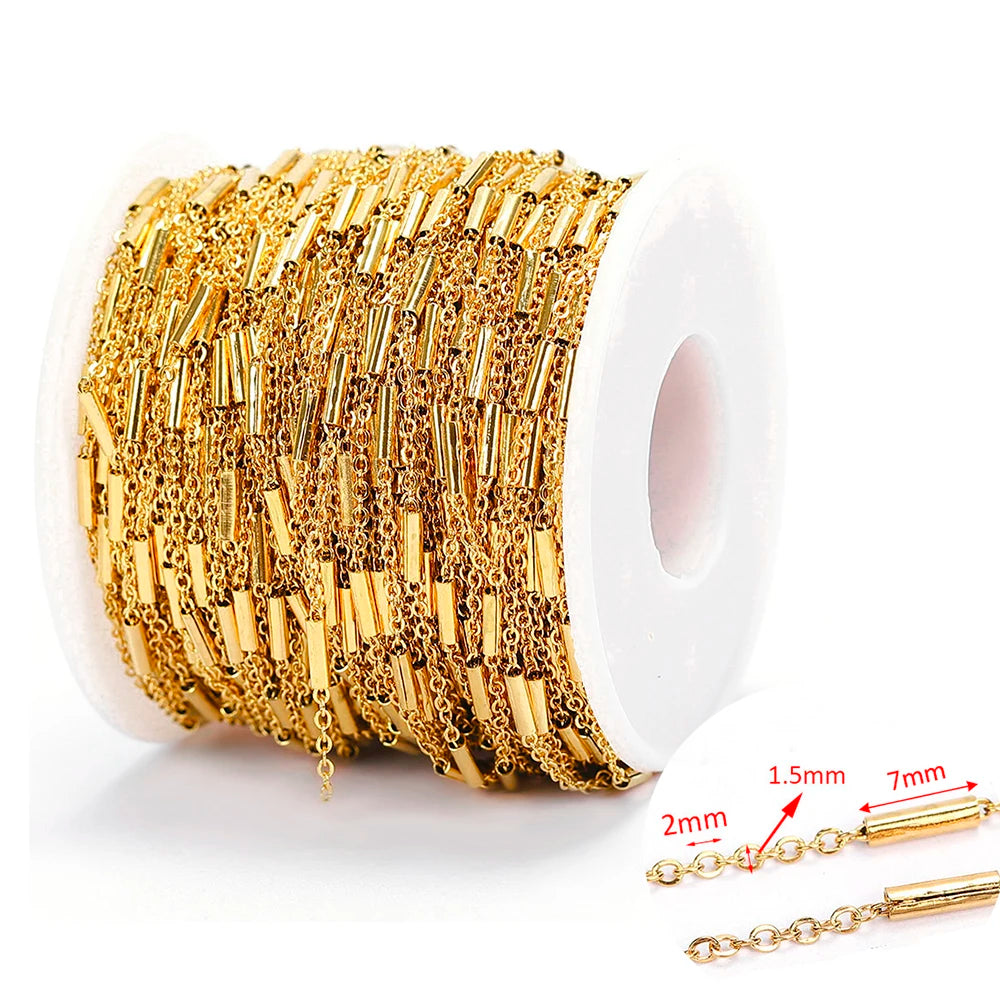2Meters Stainless Steel Link Cable Gold Chains for DIY Jewelry Making Rolo Chain Bead lifestyle view