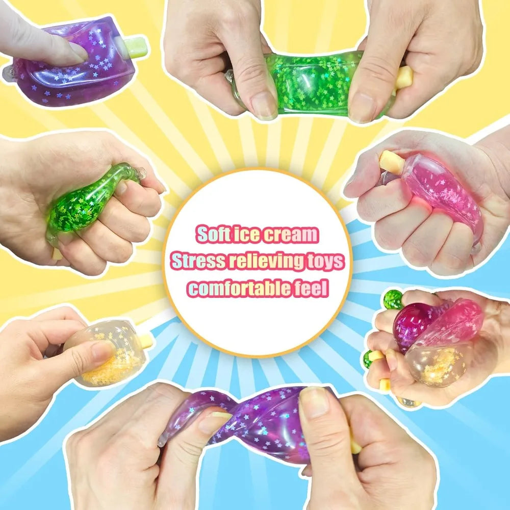 Cute Kawaii Squishy Fidget Toy Ice Cream Cube | Stress Relief Sensory Toy for Anxie additional angle