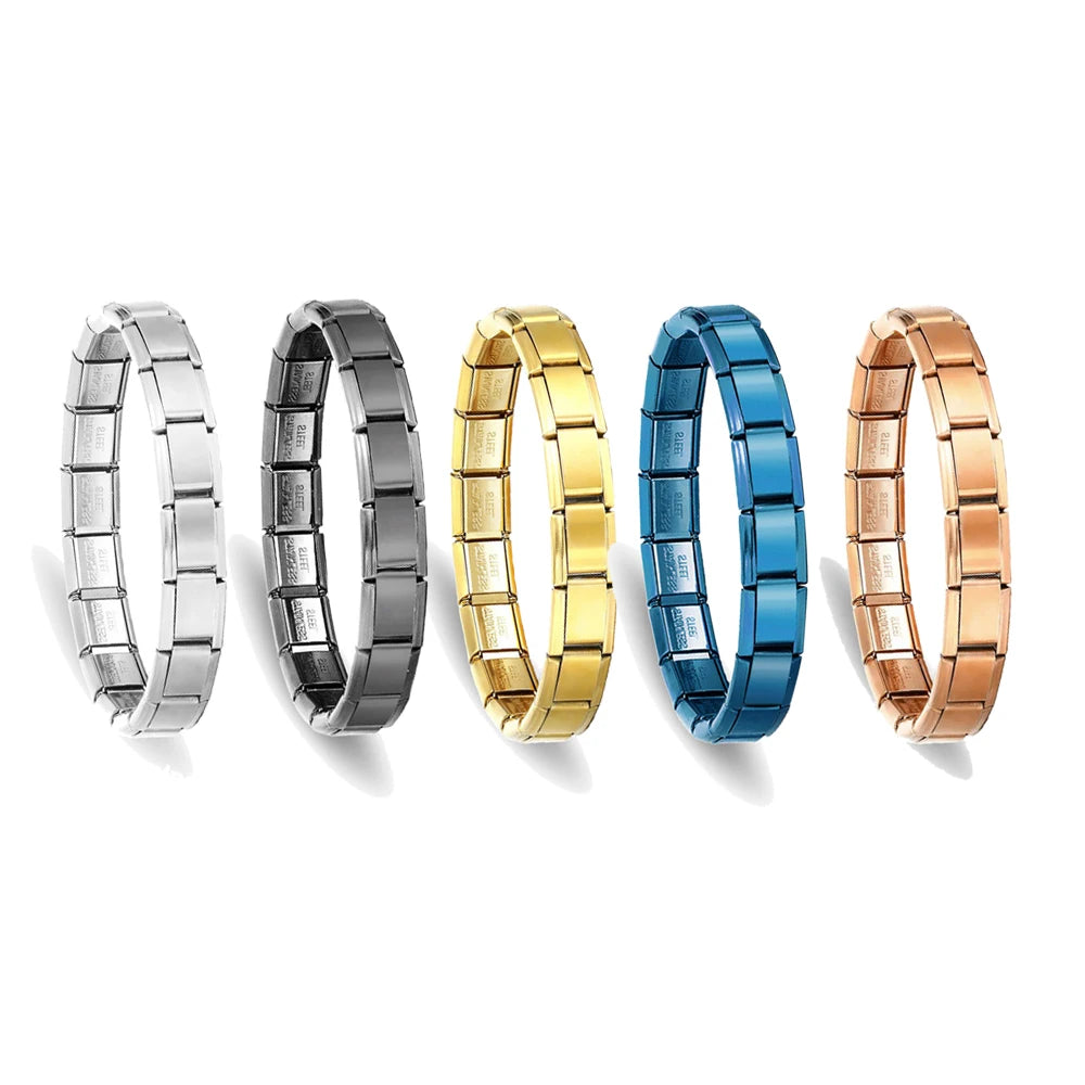 Unisex Minimalist Italian Modular Bracelet Stainless Steel Square Elastic Spliced Titanium Steel Pol