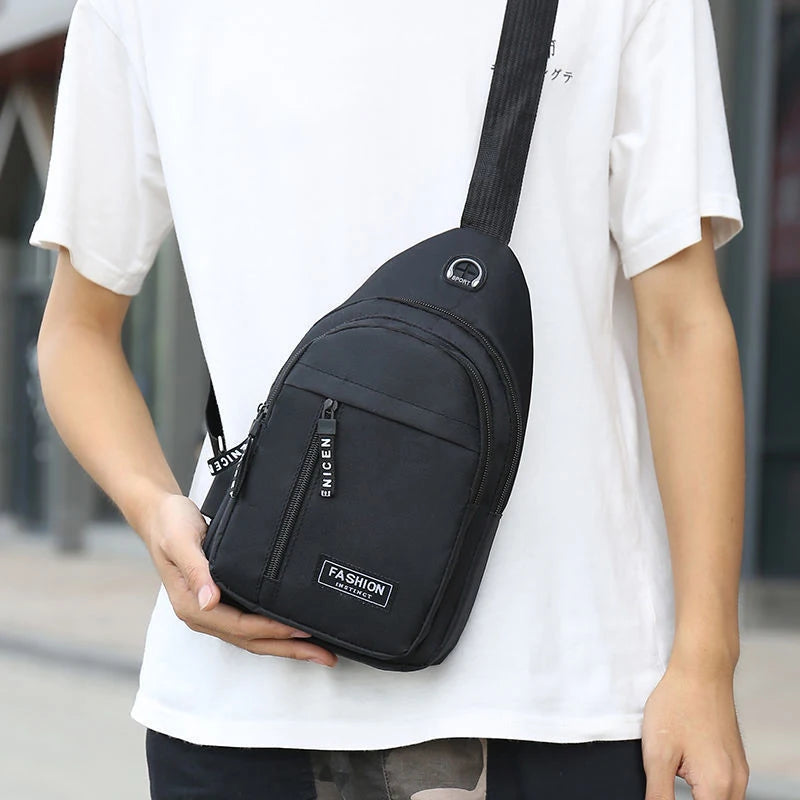 Men Shoulder Chest Bag | Travel Crossbody Sling Pack close-up view
