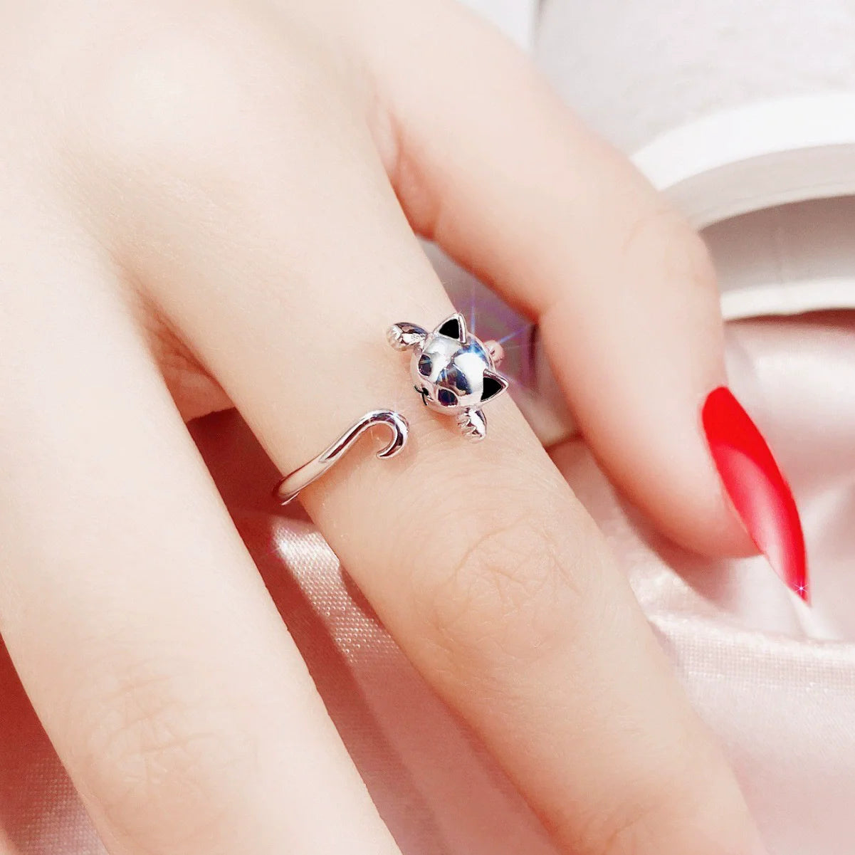 VENTFILLE 925 Sterling Silver Geometric Multilayer Round Bead Ring Female Fashion P additional angle