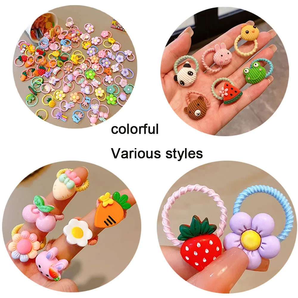 Cartoon Cute Rubber Band Hair Accessories for Little Girls 20/30/50pcs Pack Non-Hurting detail view