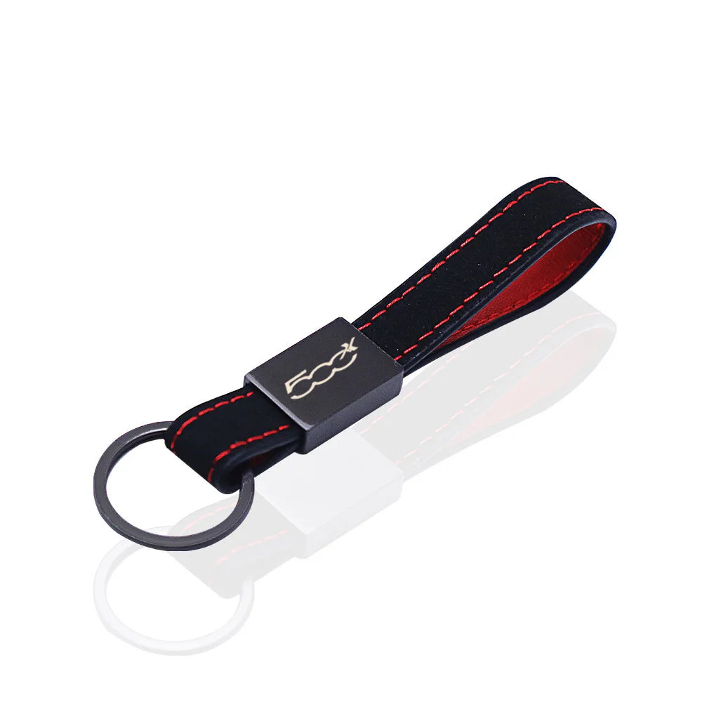 Fiat 500 Keychain Leather | Car Accessory Key Ring alternate view
