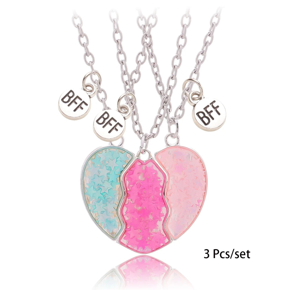 3 Pcs/set Best Friends Pendant Necklace For Woman Magnetic Adjustable Rainbow Daisy Love detail view