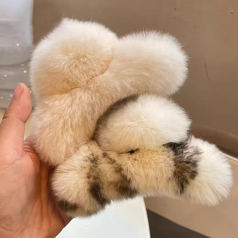 Plush Hair Clip, Cotton, 2 Pcs