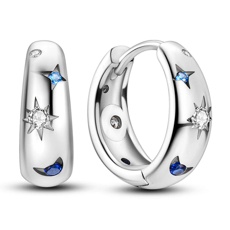 Original 925 Sterling Silver Women Hoop Earrings High Quality Shine Zircon U Shaped C alternate view