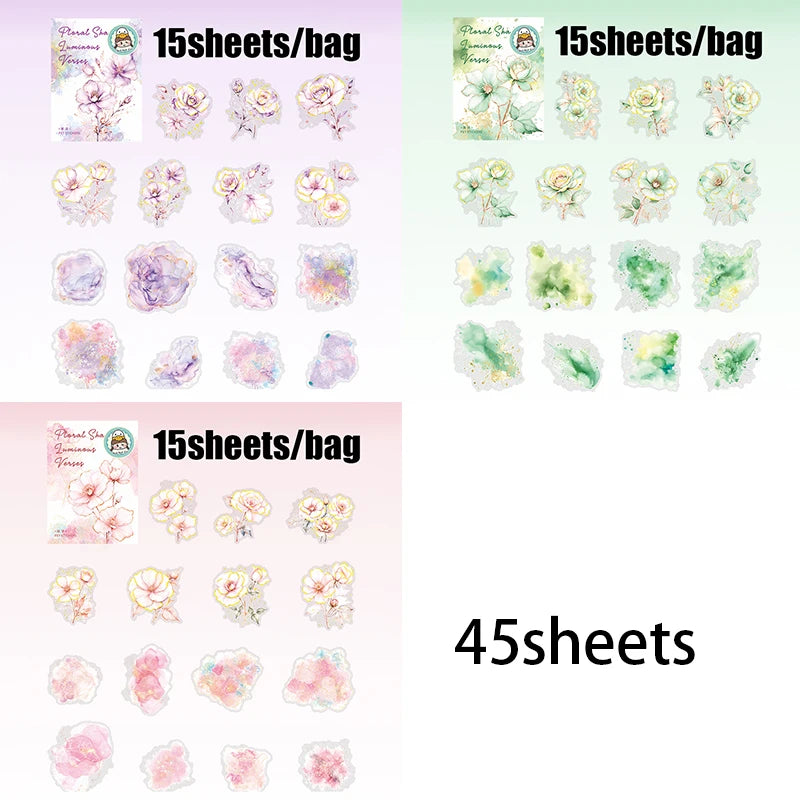 Mr Paper 45pcs Floral Landscaping Foil Stamping Stickers DIY Handbook Calendar Card D alternate view