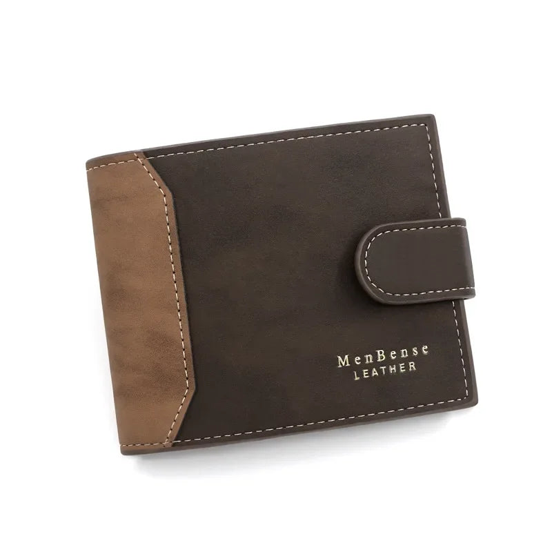 TRISJEM Slim Card Holder Wallet for Men | Short Frosted PU Leather 3-Fold detail view