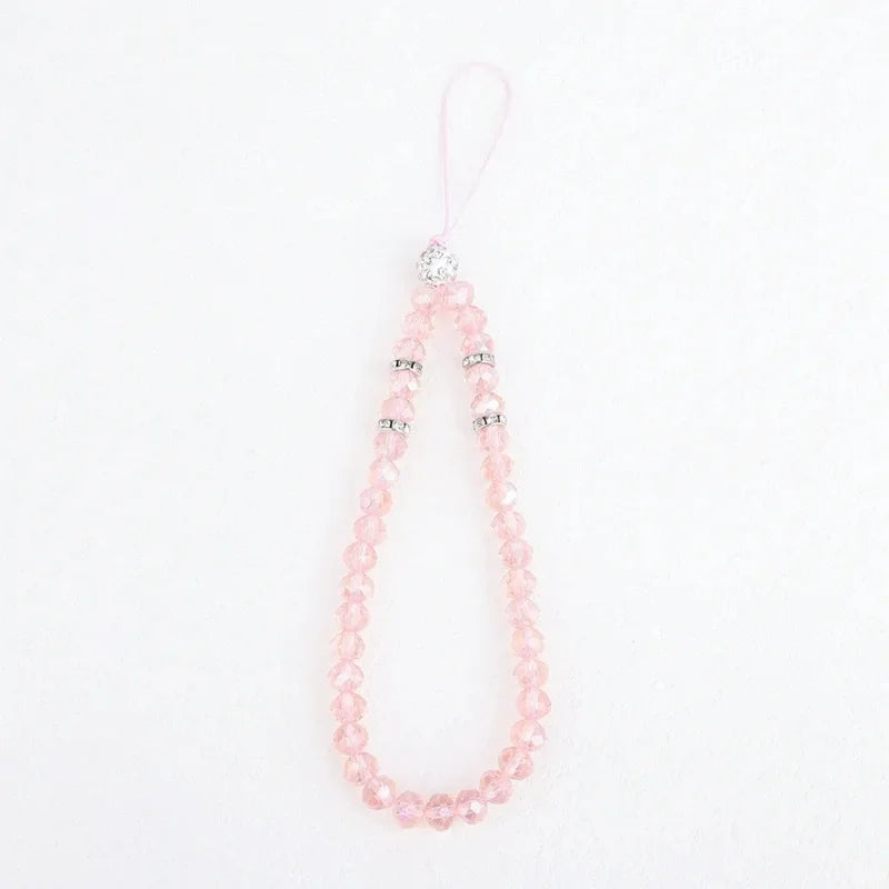 Crystal Beads Phone Charm Phone Lanyard Strap Hand Wrist Lanyard Strap Ladies Anti- additional angle