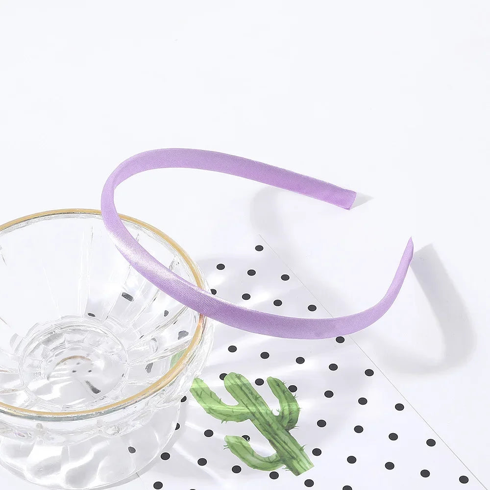10mm Satin Headband Women Girls Fabric Covered Resin Hairbands Plastic Headbands Kids El detail view