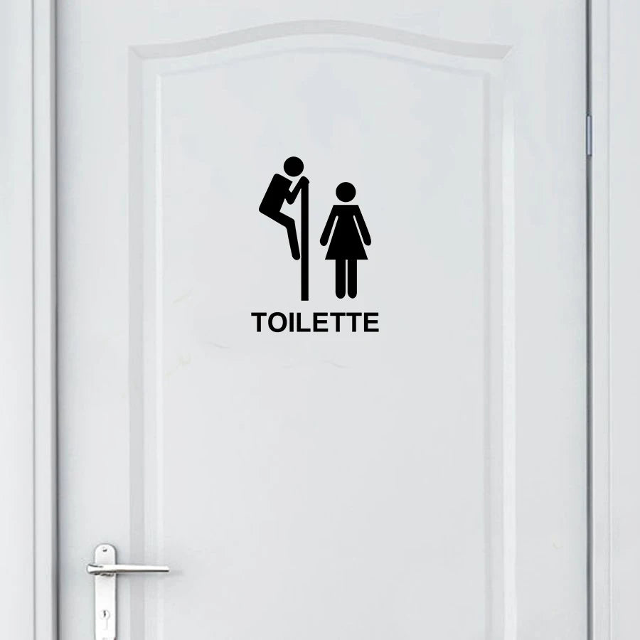 French Bathroom Toilet Sign Vinyl Sticker Decal | WC Entrance Sign Door Decal for F additional angle