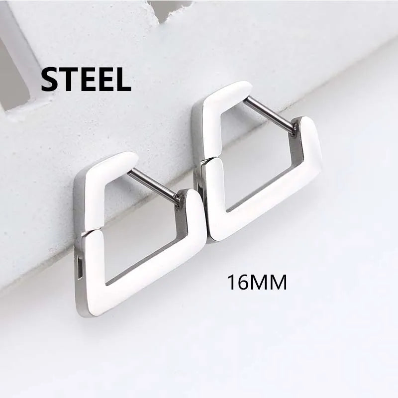 1 Pair Stainless Steel Geometric Triangle Unisex Punk Rock Earrings Women Men Piercin lifestyle view