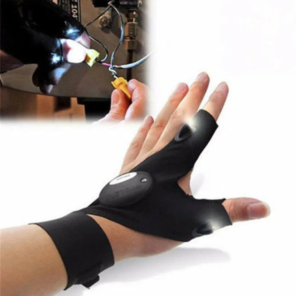 LED Flashlight Gloves | Waterproof Fingerless Illumination Gloves for Running, Cycling, Camping, Hik