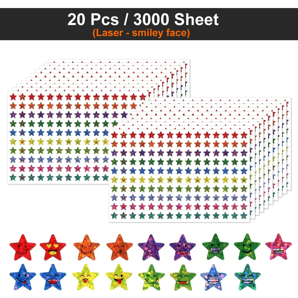 Happy Face Star Sticker Pack | Reward Stickers for Kids, DIY Craft Decorations alternate view